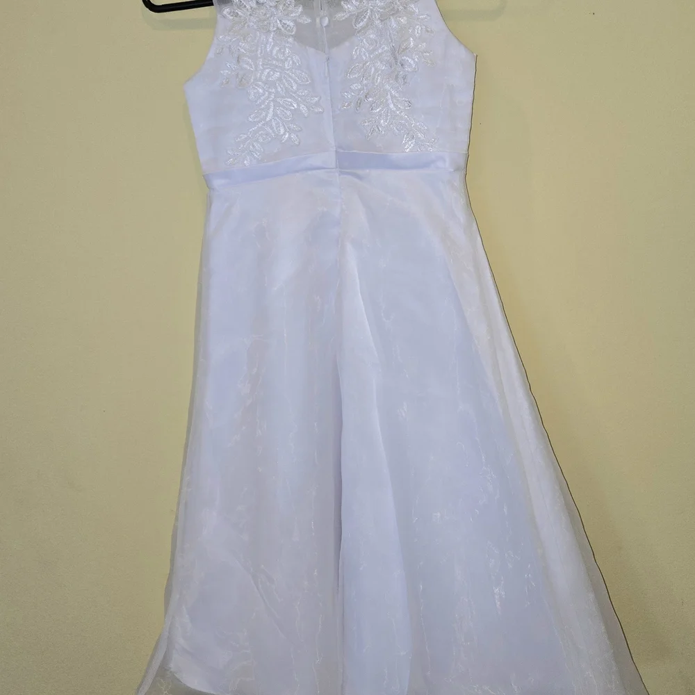 Bonnie Jean White Floral Embroidered Dress First Communion Flower Girl Dress